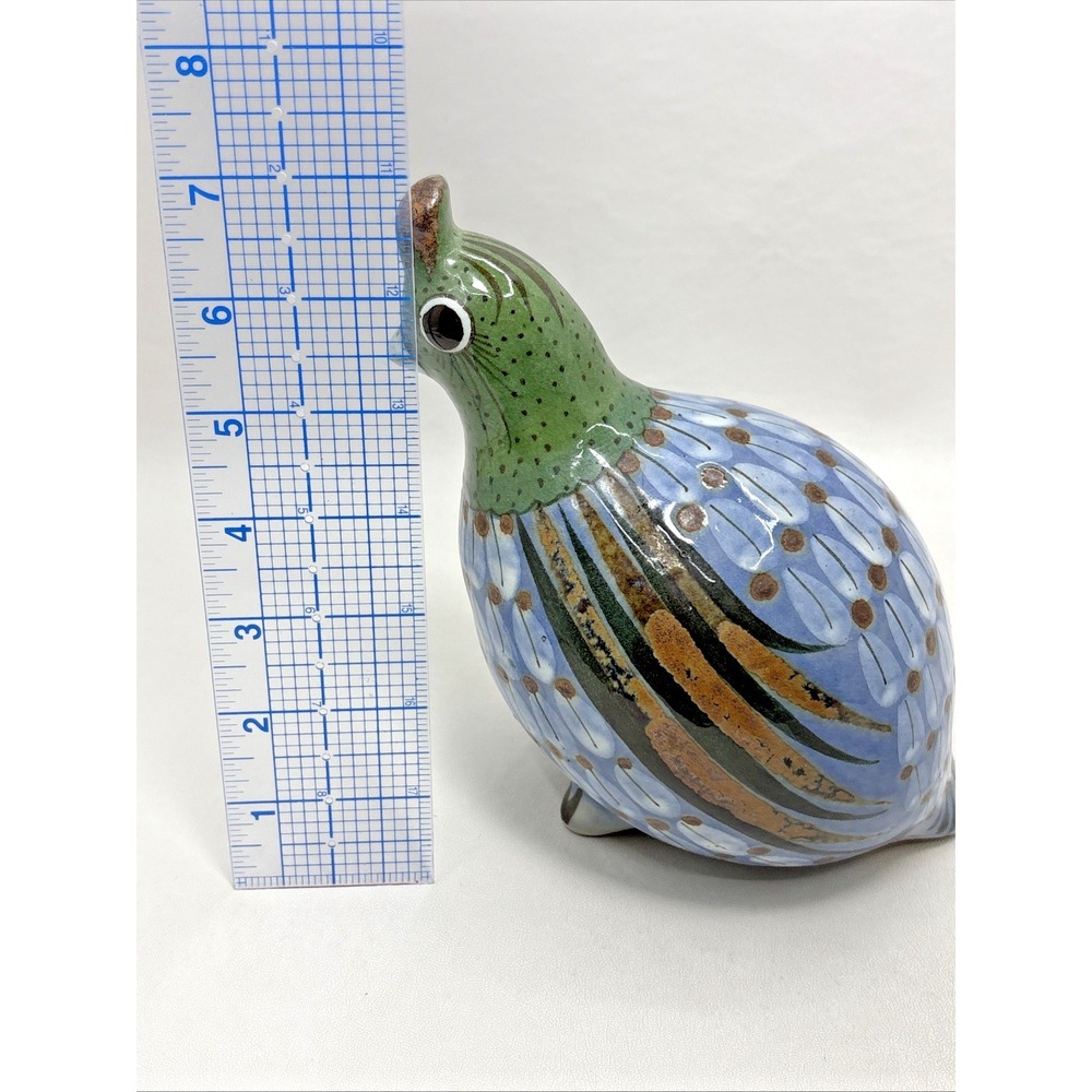 Vtg Ken Edwards El Palomar Mexico Hand Paint Pottery Quail Bird 7" Tonala Signed - Picture 6 of 7